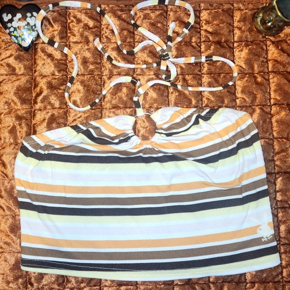 ✨️PLAYBOY Multicolor Striped Crop Top✨️ 🤎🧡🤍💛🖤